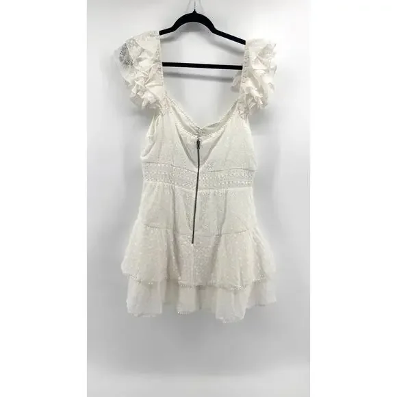 Alice + Olivia Crawford Eyelet Tiered Mini Dress Sz 14 NWT Ruffle Sweetheart Alice + Olivia Crawford Eyelet Tiered Mini Dress Sz 14 NWT Ruffle Sweetheart